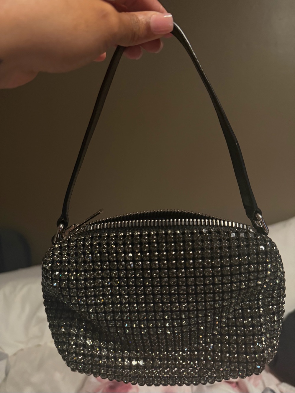 Alexander Wang Black Crystal-Embellished Wristlet
